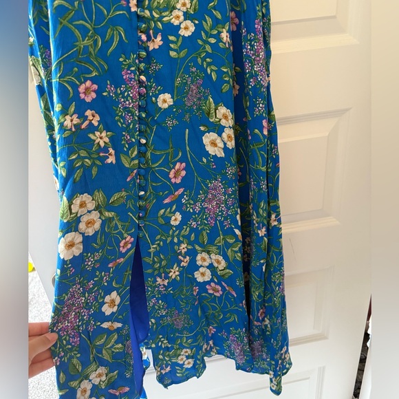 Blue Floral Button Up Maxi Dress - Picture 3 of 4